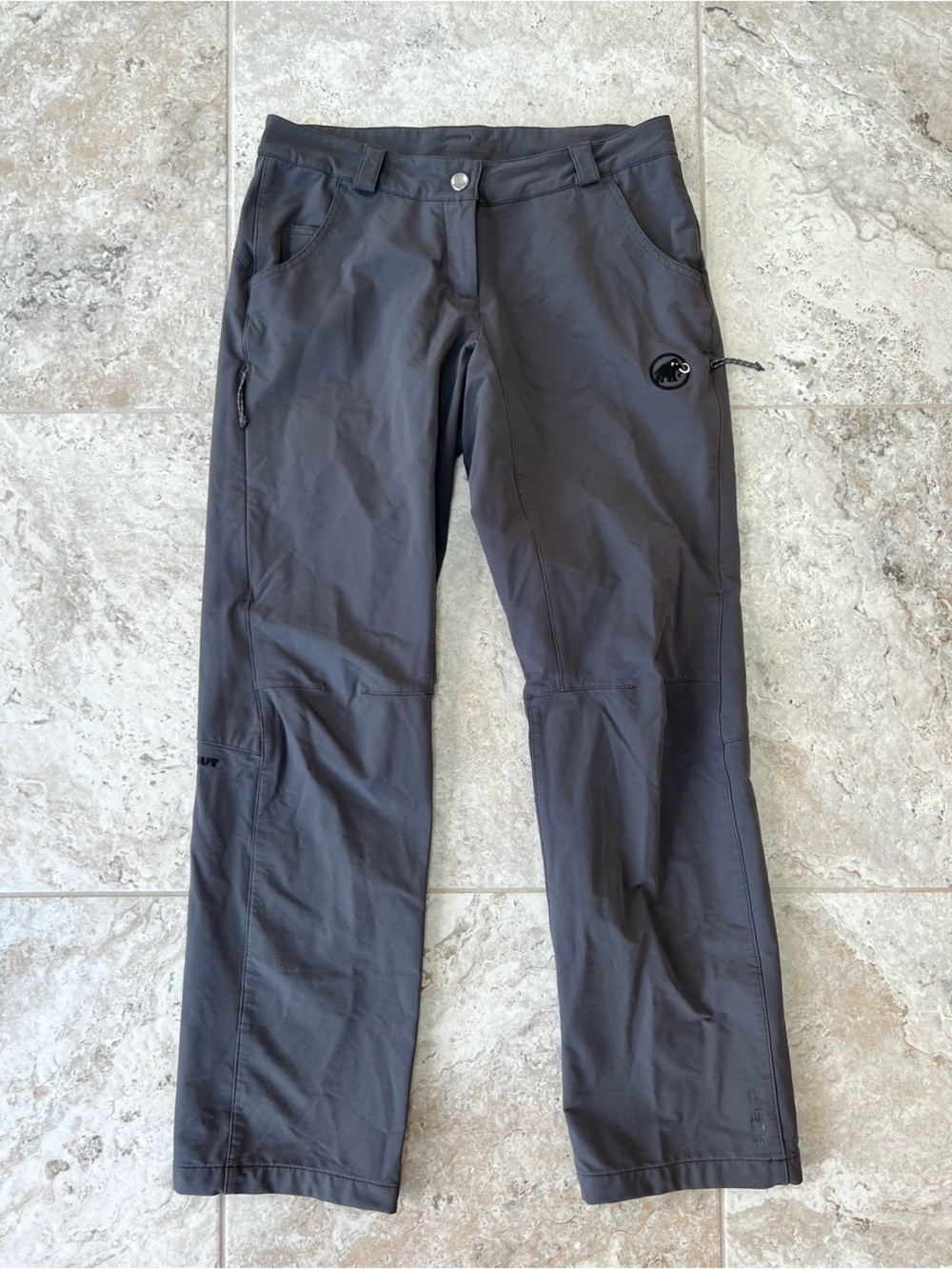 MAMMUT Traleika Soft-Shell Straight Leg Outdoor Hiking Stretch Pants Grey, sz 8S